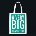 Big thank you reusable party favour shopping bag<br><div class="desc">Big thank you reusable party favour shopping bag. Large party favour grocery bags for thanking wedding guests, friends, family, coach, mom, dad, teacher, nurse, boss, employee etc. XL design with modern big letter typography and bright colour in the background. Cute idea for wedding party, bridal shower, birthday, baby shower etc....</div>