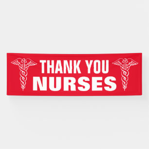 Big thank you sign for nurses with caduceus symbol
