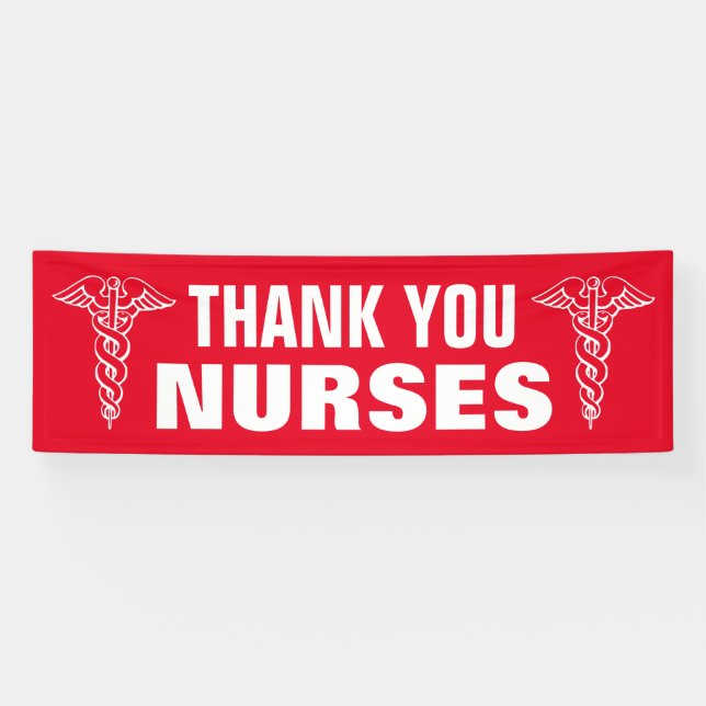 Big thank you sign for nurses with caduceus symbol (Horizontal)