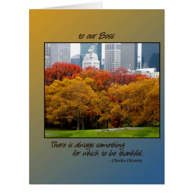 Big Thanksgiving card Fall /Central Park pour Boss (Devant)