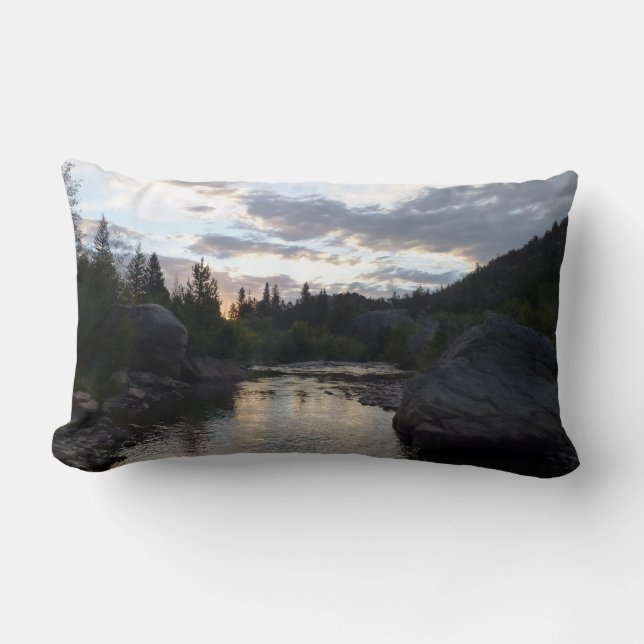 Big Thompson River at Sunrise Lumbar Pillow (Front)