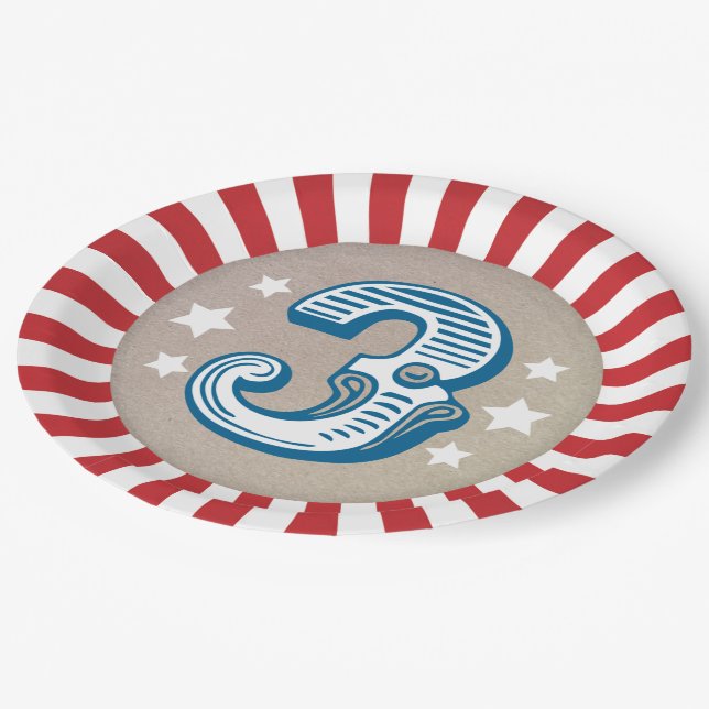 Big Three Circus Big Top Third Birthday Plate (Angled)