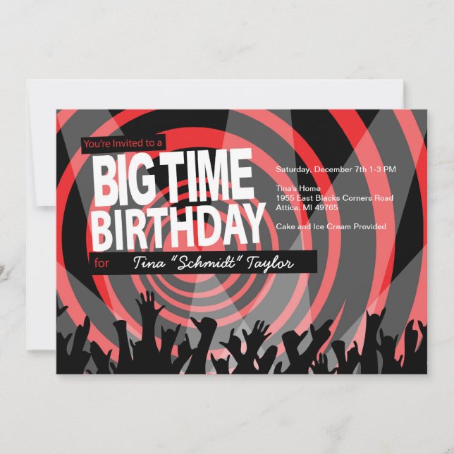 Big Time Birthday Lights Invitation (Front)