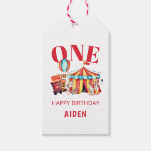 Big Top Circus Carnival 1st Birthday Gift Tags