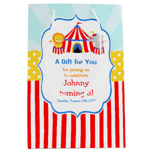 Big Top Circus Carnival Birthday Party Thank You Medium Gift Bag