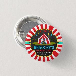 Big Top Circus Carnival Chalkboard 1st Birthday 1 Inch Round Button