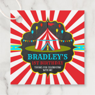 Big Top Circus Carnival Chalkboard 1st Birthday Favour Tags