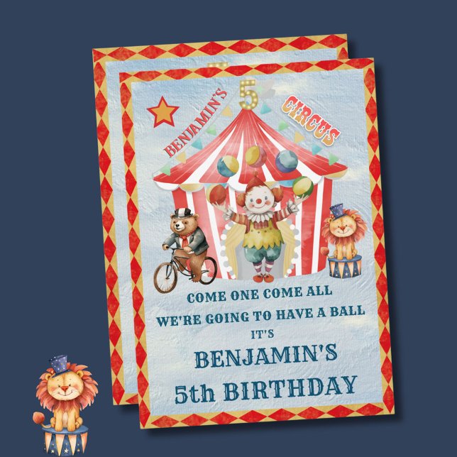 Big Top Circus Carnival Fifth Birthday  Invitation (Creator Uploaded)