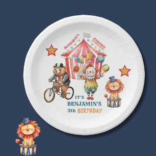 Big Top Circus Carnival Fifth Birthday Paper Plate