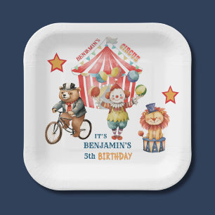 Big Top Circus Carnival Fifth Birthday Paper Plate