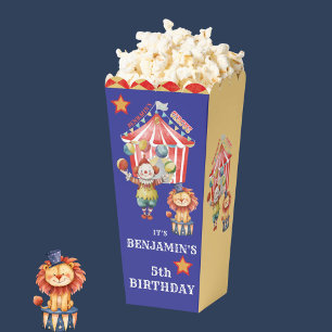 Big Top Circus Carnival Fifth Birthday Popcorn Favor Box