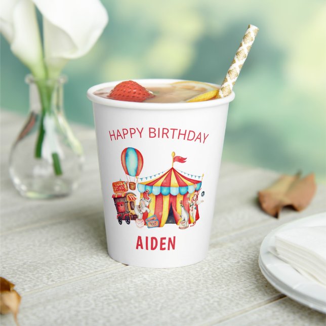 Big Top Circus Happy Birthday Paper Cups (Insitu)
