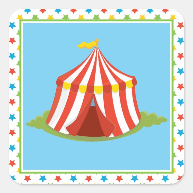 Big Top Tent | Circus Theme Square Sticker (Front)