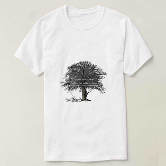 Big Tree Black Art -Silhouette Nature Illustration T-Shirt (Design Front)