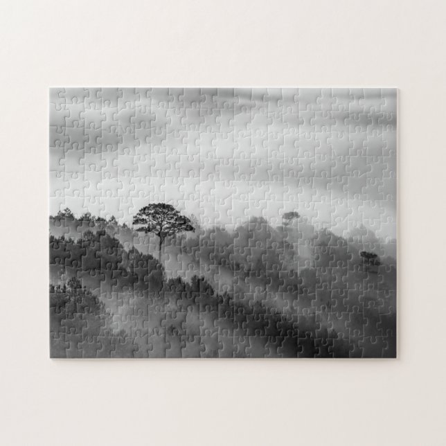 Big Tree in Pine Forest in the Mist Jigsaw Puzzle (Horizontal)