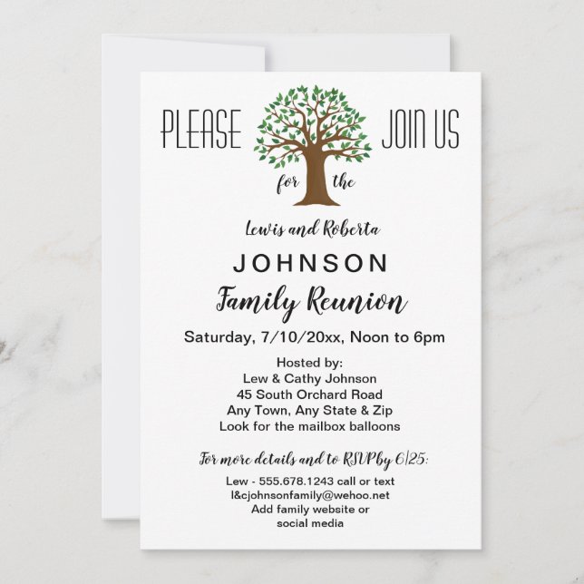 Big Tree Logo Famille Réunion ou Invitation d'évén (Devant)