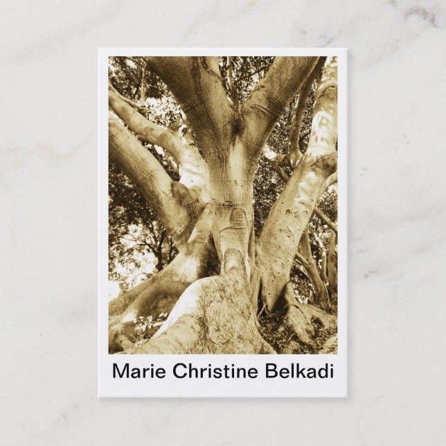 Big Tree Retro Rustic Sepia Artistic Photography Business Card (Front)