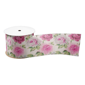 Big trendy roses shabby chic vintage floral girly satin ribbon