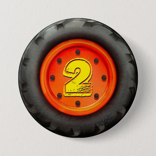 Big Truck Wheel 2nd Birthday Party 3 Inch Round Button (Front)