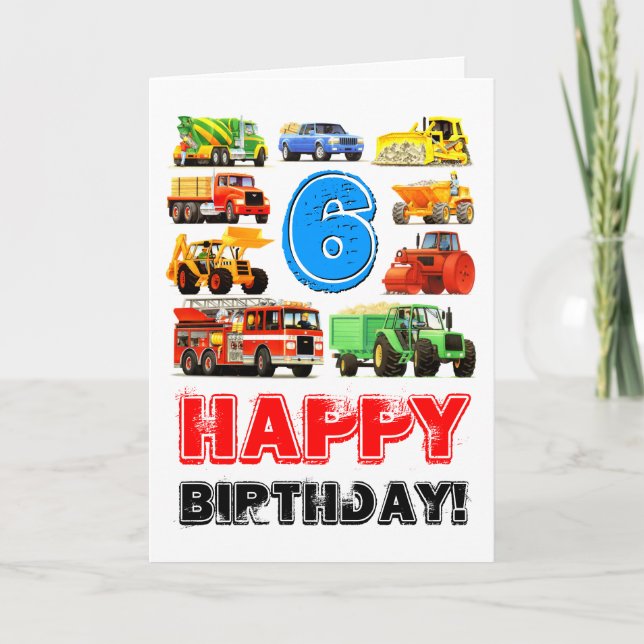 Big Trucks 6th Birthday Card (Front)