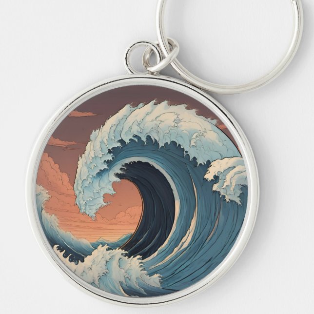 Big Tsunami Wave Keychain (Front)