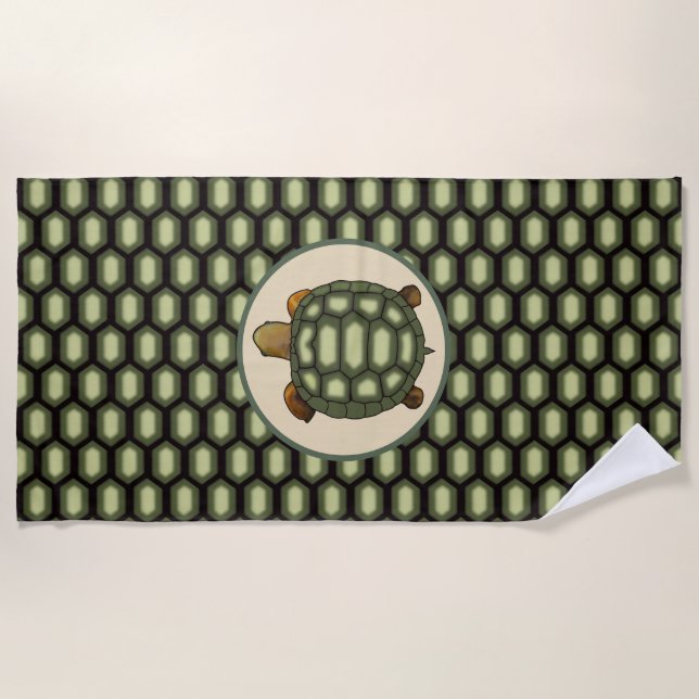 Big Turtle and Tortoise Shell  Beach Towel (Front)