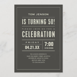 Big Type 50th Birthday Invitations