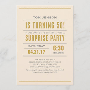 Big Type 50th Birthday Surprise Party Invitations