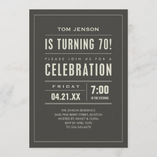 Big Type 70th Birthday Invitations