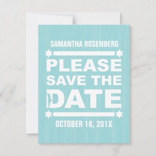 Big Type Bat Mitzvah Save the Date in Light Teal