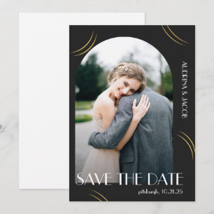 Big Typography Photo Wedding Save The Date Black