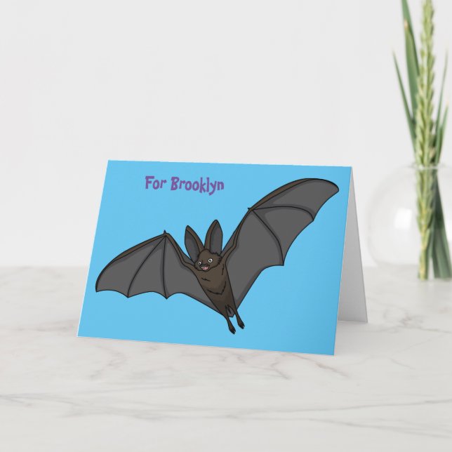 Big vampire bat cartoon illustration  card (Front)