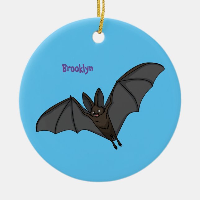 Big vampire bat cartoon illustration  ceramic ornament (Front)