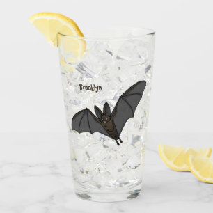 Big vampire bat cartoon illustration glass