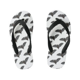 Big vampire bat cartoon illustration kid's flip flops