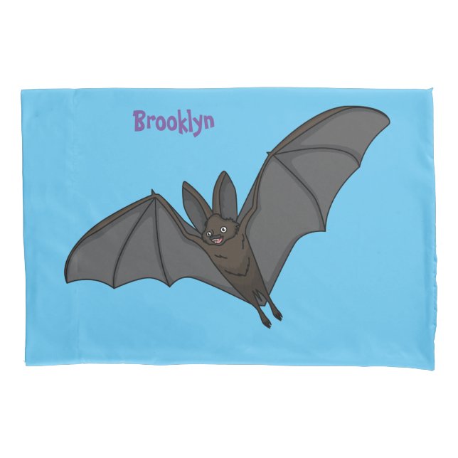 Big vampire bat cartoon illustration pillowcase (Front)