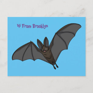 Big vampire bat cartoon illustration postcard