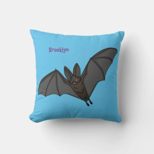 Big vampire bat cartoon illustration  throw pillow