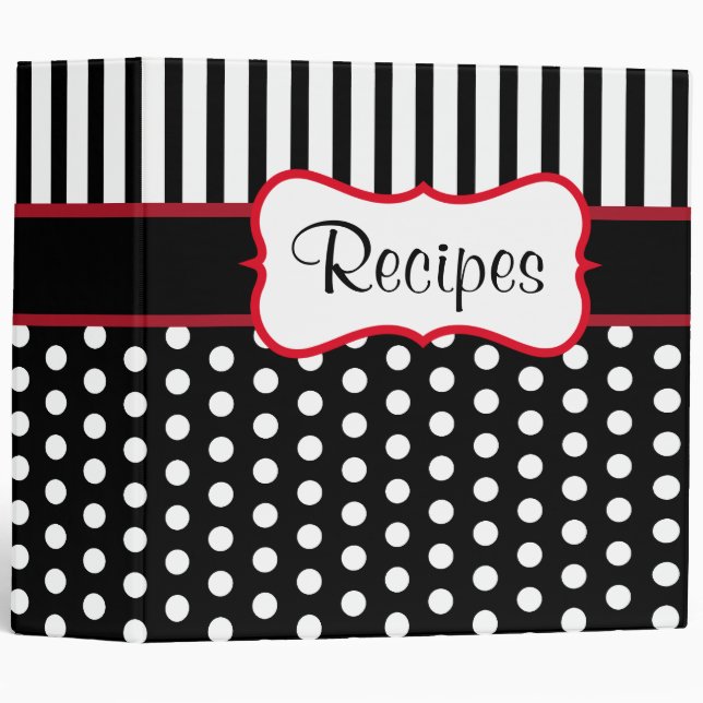 Big Vintage Dot Recipe Binder (Front/Spine)