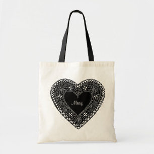 Big Vintage Lace Heart Tote Bag