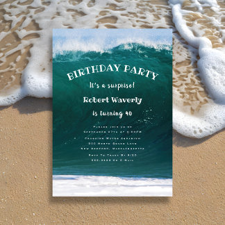 Big Wave Guys Surprise Birthday Party Invitation