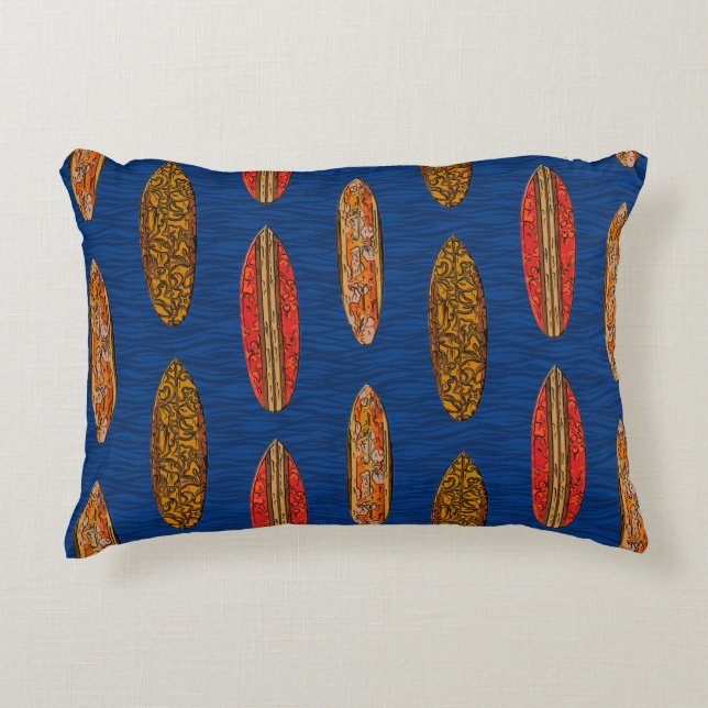 Big Wave Hawaiian Surfboards Accent Pillow (Front)