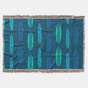 Big Wave Hawaiian Surfboards Throw Blanket