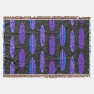 Big Wave Hawaiian Surfboards Throw Blanket