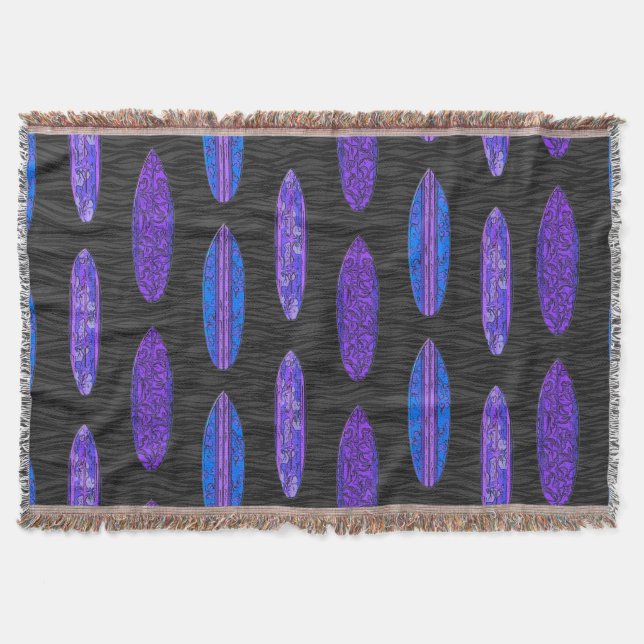 Big Wave Hawaiian Surfboards Throw Blanket (Front)