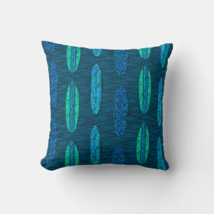 Big Wave Hawaiian Surfboards Throw Pillow