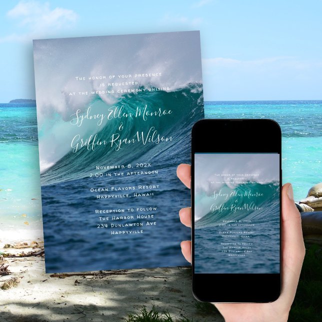 Big Wave Seacoast Wedding Invitation Template (Creator Uploaded)