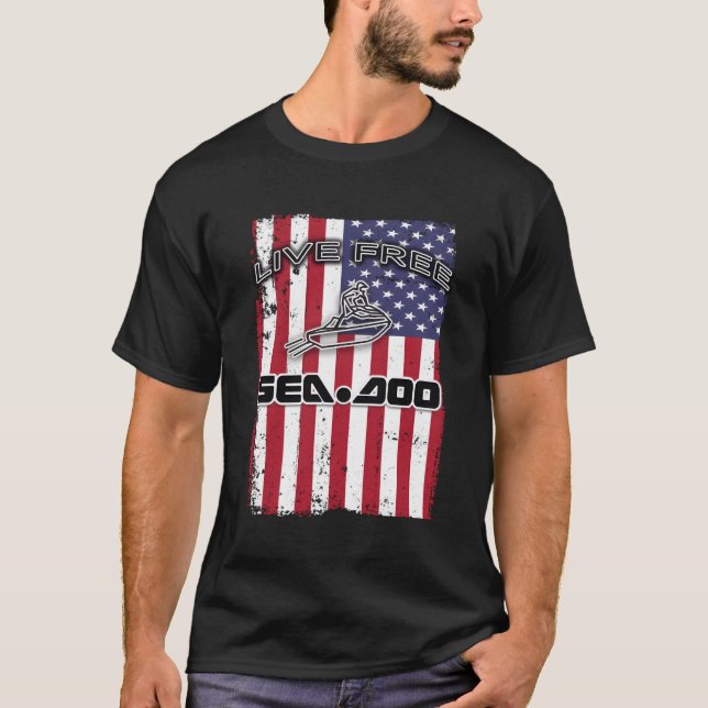 Big Wave Seadoo American Live Free T-Shirt (Front)