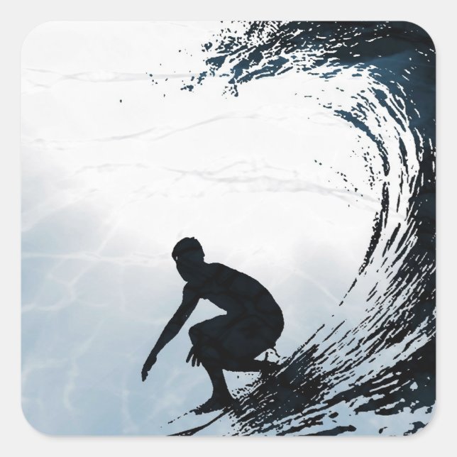 Big Wave Surfer Square Sticker (Front)