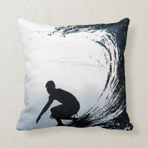 Big Wave Surfer Throw Pillow